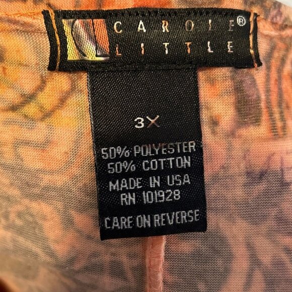 Carole Little Boho Abstract Print Blouse Womens 3X Orange Brown Short Sleeve Top - Picture 4 of 7